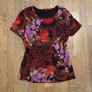 y2k Floral Lined T Shirt